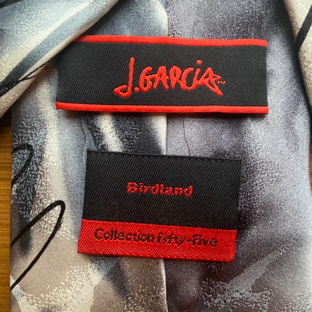 J. Garcia Birdland Collection Fifty-Five Silver Grey Abstract Silk Men's Tie